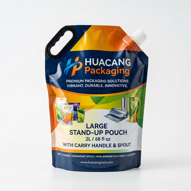 With Handle Spout Pouch flexible packaging product by HUACANG Packaging